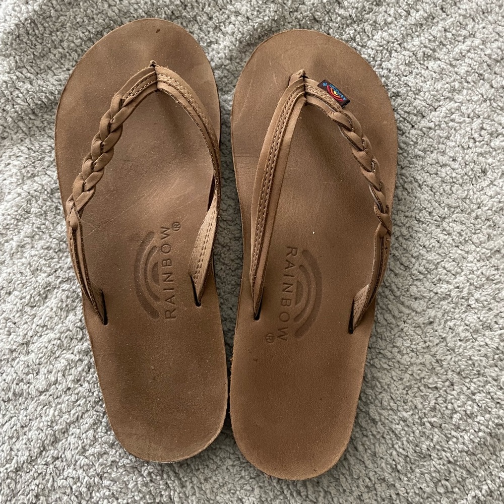 Rainbow flip flops